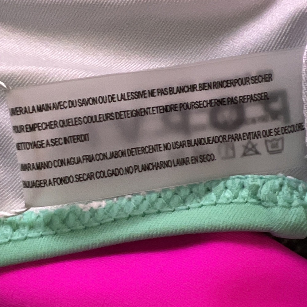 Popvil Neon Color Block High Waisted Bikini Bottom Pink Orange Mint SZ MED NWT - Picture 7 of 10